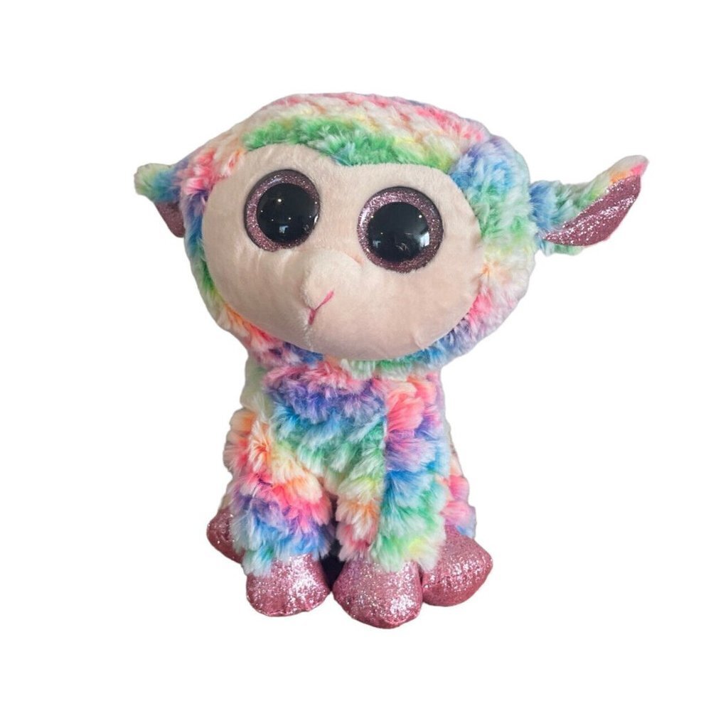 TY BEANIE BOOS DAFFODIL 9" LAMB rainbow plush animal big eyes Easter